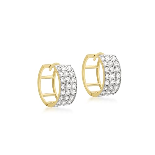 Carissima 9 Karat Gelbgold 16mm Dreireihige Zirkonia Ohrstecker   1.57.9749