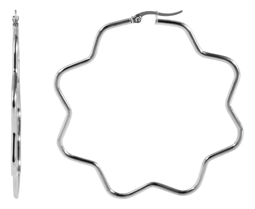 Akzent Wasserfeste Edelstahl Ohrringe Creolen in Silber für Damen 100% Wasserfest Hautverträglich