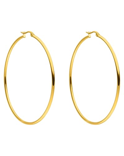 PURELEI Hoops Damen Wasserfest Edelstahl 63mm Silber Ros Stilvolle Statement Geschenkidee für Frauen Allergikerfreundlich