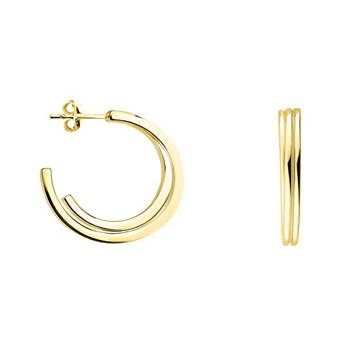 SOFIA MILANI - Damen Ohrringe 925 Silber - vergoldet golden - Bogen Steck Creole - E1280