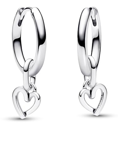 Pandora Damen-Schmuckset Silber-Creolen Freihändiges Herz 68329