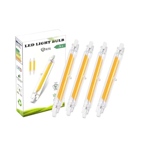 EIMOPE R7s Led 78mm Dimmbar Glühbirne 10w Warmweiß 3000K 1000LM R7S LED Leuchtmitte78mm Hightlight Stablampe 10W ersetzt 80W 100w Halogen Lampen Kein Flackern 4er Pack