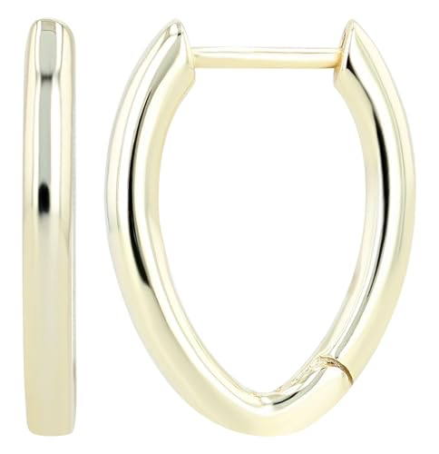 Akzent Wasserfeste Edelstahl 925 Silber Ohrringe Creolen für Damen 100% Wasserfest Hautverträglich 925 Silber - V-Form Gold