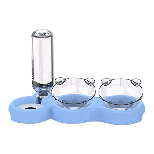 Dreifacher Futternapf für Hunde und Katzen Doppel-Futternapf mit automatischer Wasserflasche um 15 Grad neigbar und um 360 Grad drehbarer Napf für kleine und mittelgroße Hunde und Katzen