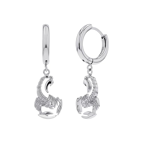 Scorpions by amor Creolen Edelstahl Unisex Damen Herren Ohrschmuck 1 5 cm Silber Skorpion Kommt in Schmuck Geschenk Box 2040516