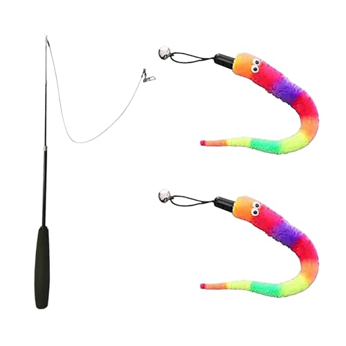 77cm Katzenangel Katzenspielzeug Angel Cat Toy Katzenangel Stabil Katzen Angel Federn Federspielzeug Interaktives Katze Spielzeug Katzen Spielstab Stab Mit Federn Stab Glocken für KäTzchen Oder Katze