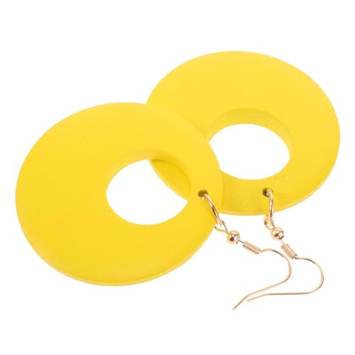 Garneck 1 Paar Runde Holz Creolen für Damen Geometrische Tropfenohrringe Vintage Party Schmuck