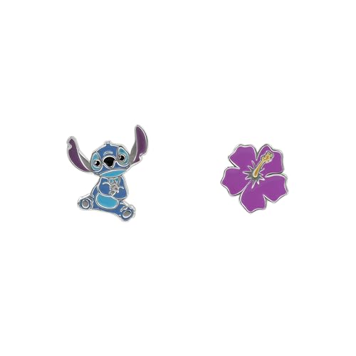 Disney Stitch and Flower Sterling Silber Mismatched Mädchen-Ohrstecker E906358SL.PH