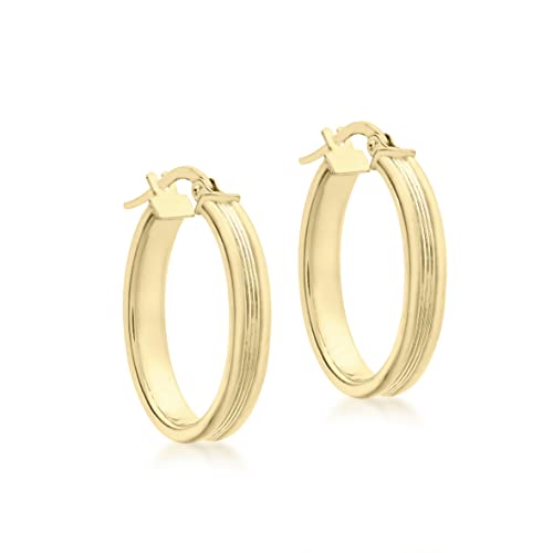 Tuscany Damen-Creolen 9 Karat 375 Gelbgold quadratisch Ribbed Oval 1.53.2119
