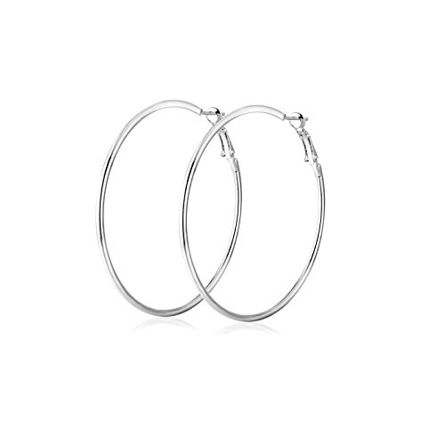 Ohrringe für Mädchen Chirurgenstahl Creolen Silber Damen Creolen im schlichten Design 20MM