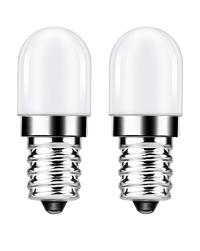 EvaStary E14 LED-Glühbirne 1.5W Äquivalent zu 15W Kühlschrank-Glühbirnen 6000K kühles Licht 150LM Geeignet für Kühlschränke Gerätelampe für Herd Nähmaschine Nicht dimmbar 2er Pack