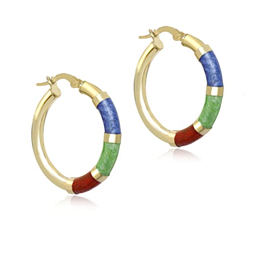 Carissima Damen-Creolen 9 Karat Gold 26 5 mm Emaille dreifarbig Gelbgold