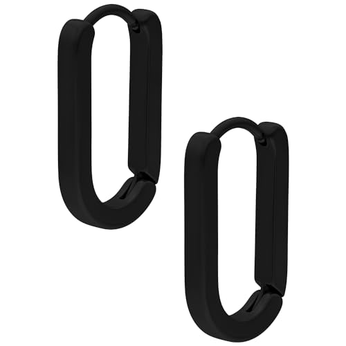 Wildcat Ohrringe - Basic Oval Hoops - Ovale Creolen aus Edelstahl wasserfest langlebig hautverträglich - schwarz
