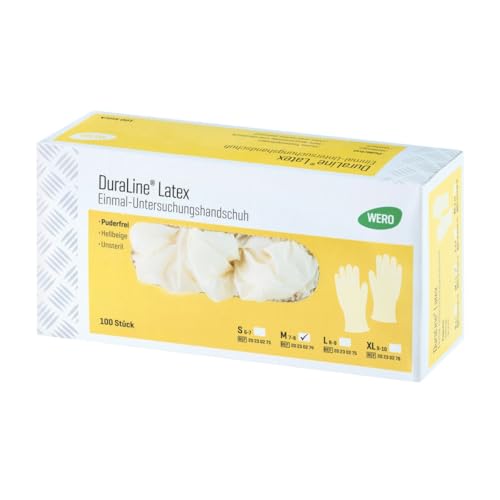 WERO DuraLine Untersuchungshandschuhe aus Latex - puderfrei - beige - Einweghandschuhe 100er Pack L 8-9