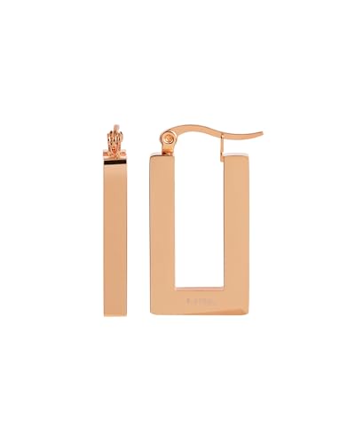 Akzent Wasserfeste Edelstahl Ohrringe Creolen für Damen 100% Wasserfest Hautverträglich Creole - Rechteckig Rosegold