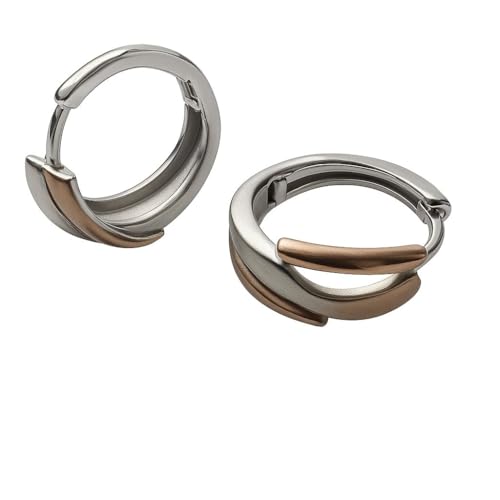 925 Sterling Silber Klappcreolen Damen Unisex Rose Bicolor Vergoldet 17 5 mm Durchmesser Runde Ohrringe