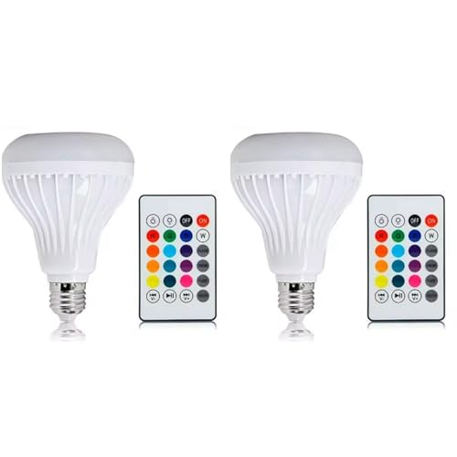 Masslla 2X E27 Smart RGB Wireless Bluetooth Lautsprecher Birne Musik Spielen Dimmbare LED Birne Licht Lampe mit Fernbedienung