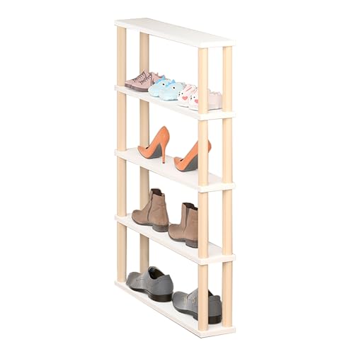 Schlankes Schuhregal aus Holz platzsparend 5-lagig für Kinder und Eingangsbereich schmales Design für Flur 40 cm breit 20 cm Schichtabstand stilvoll und funktional.