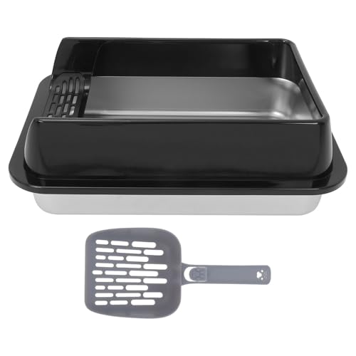 Kisangel Edelstahl Katzenklo mit Deckel Geruchsdichte Katzentoilette mit Tiefem Rostfrei und Langlebig für Kätzchen Kaninchen und Hamster Modernes Design für Innenbereiche