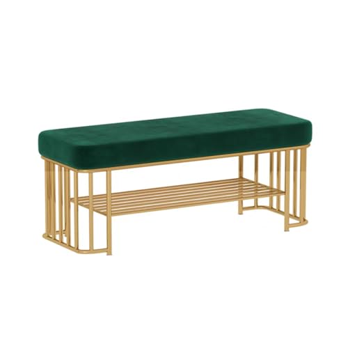 Schuhregal Sitzbank Moderner Velvet SitzBank Schuhbank Offener Schuhschrank Fußhockermit goldfarbenen Metallbeinen bis 150 kg belastbar Schuh-Organizer für Eingangsbereich Schlafzimmer Flur.