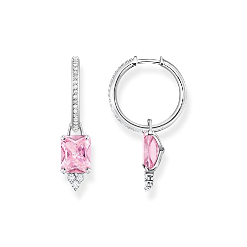 THOMAS SABO Creolen mit pinken und weißen Steinen Silber 925 Sterlingsilber