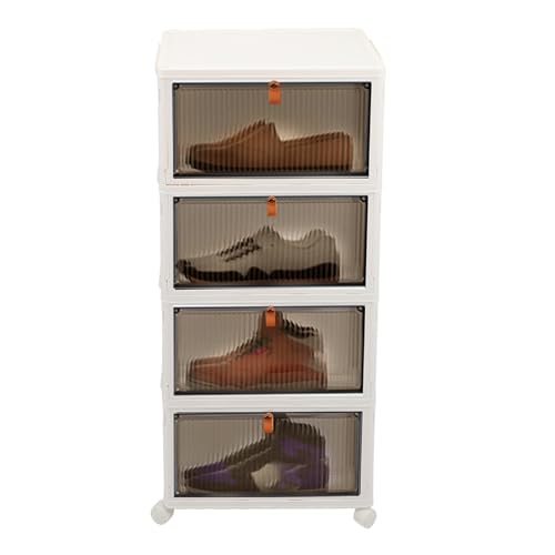 shenruifa Zusammenklappbare -Aufbewahrungsbox 4 Schichten Transparent Großes Fassungsvermögen Faltbarer Schuhregal Schrank-Organizer mit Rollen