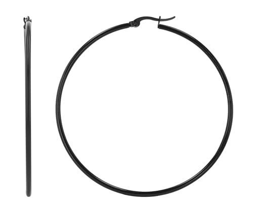 Akzent Wasserfeste Edelstahl Ohrringe Creolen in Schwarz für Damen 100% Wasserfest Hautverträglich