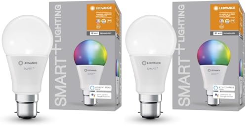 LEDVANCE Smarte LED-Lampe mit WiFi Technologie Sockel B22d Dimmbar Lichtfarbe änderbar 2700-6500K RGB Farben änderbar ersetzt Glühlampen mit 60 W SMART WiFi Classic Multicolour