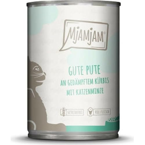 MjAMjAM - Premium Nassfutter für Katzen - Gute Pute an gedämpftem Kürbis 1er Pack 1 x 400 g getreidefrei mit extra viel Fleisch