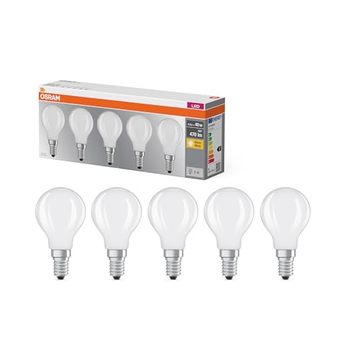 OSRAM LED-Lampe Filament Base P40 Miniball 4 2W 827 2700K warmweiß E14 matt 470 lm sofort 100% Licht White