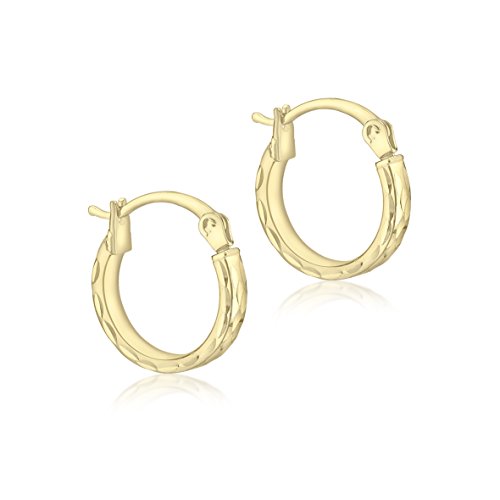 CARISSIMA Damen-Creolen 9ct Yellow 10mm Diamond Cut Pine Hoop Earrings 375 Gelbgold-1.51.1559