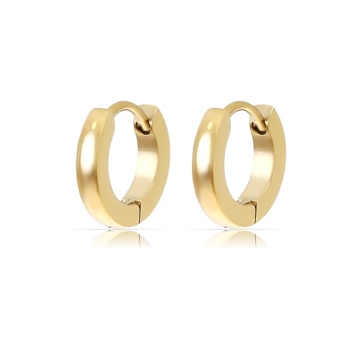 Made by Nami Breite Creolen Damen Ohrringe Silber aus Edelstahl Wasserfester Schmuck Geschenk Mama 4 x 12 mm Gold