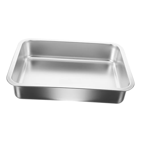 Angoily Edelstahl Katzenklo Offen Stabile Katzentoilette ohne Deckel Großes Katzenstreu Hauskaninchen Flaches Katzenklo Komfortabel und Langlebig für Kätzchen und Kleine Haustiere