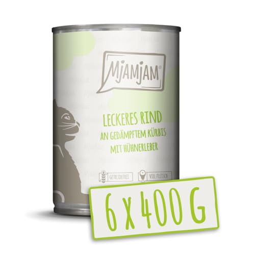 MjAMjAM   Premium Nassfutter für Katzen   leckeres Rind an gedämpftem Kürbis 6er Pack 6xg getreidefrei mit extra viel Fleisch