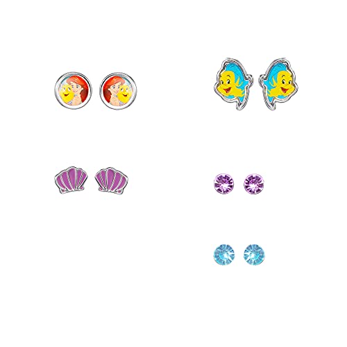 Disney-Ohrring-Set mit die Schöne und das Biest oder Arielle die Meerjungfrau aus Messing für Mädchen Disney-Schmuck