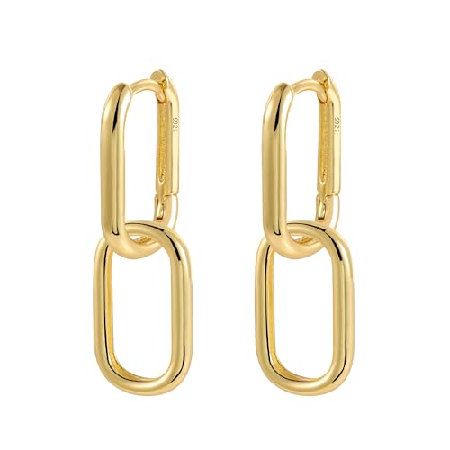 ALEXCRAFT Vergoldete Ohrringe HÃ¤ngend Eckige Creolen Gold mit AnhÃ¤nger fÃ¼r Damen Geschenk fÃ¼r Frauen Freundin Mama MÃ¤dchen