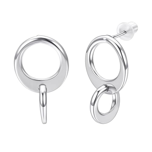 Airokiy Ohrringe Hängend Silber Ovale Creolen Elegante Doppel Creolen Ohrringe Trendiger Schmuck 24 14MM