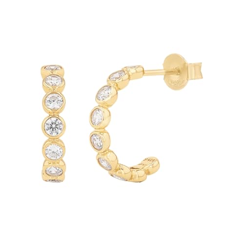 NOELANI Creolen 925 Sterling Silber Damen Ohrschmuck mit Zirkonia synth. 1 3 cm Weiß Kommt in Schmuck Geschenk Box 2038809