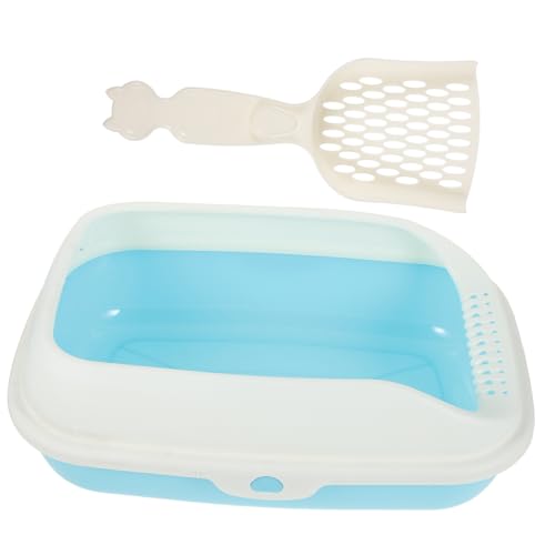 HOMOBABE Kasten Katzentoilette Mülleimer bedeckt Katzenklo klein Wurf drinnen Katze Bettpfanne Kätzchen saubere Toilette kätzchentoilette Katzenstreu Plastik Sky-Blue