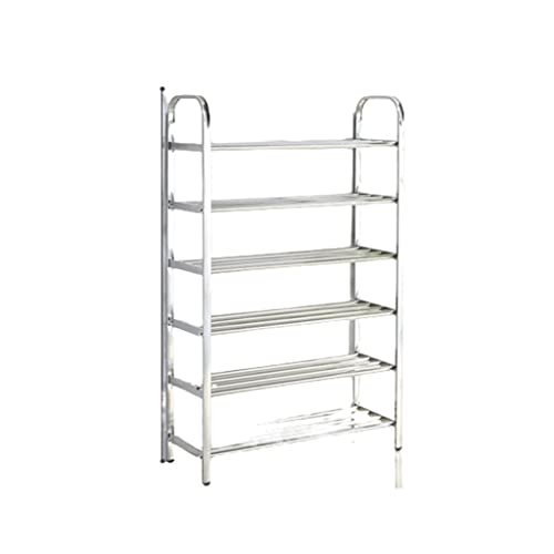  Schuhschrank aus Edelstahl Stapelbares Lagerregal mit 6 Ebenen Größe 23 6 9 1 35 4 Zoll Schuhaufbewahrung Shoe Rack