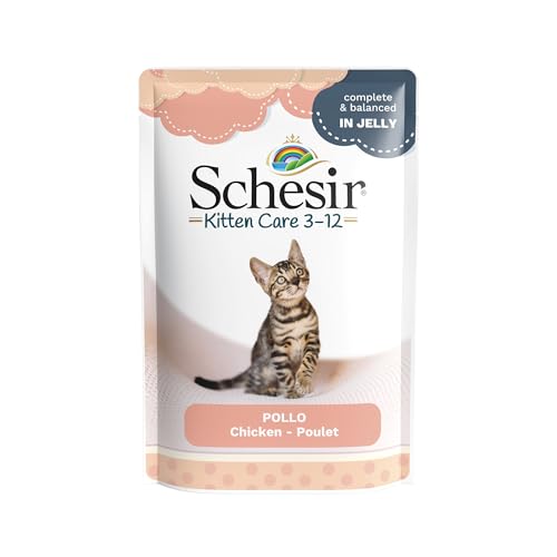 Katzenfutter Gras DELIC Schesir Katze sasz.85g Huhn Kätzchen in Gelee