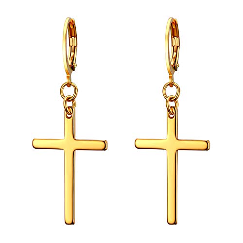 JewelryWe Schmuck Unisex Klassisches Kreuz Ohrstecker Ohrhänger Ohr Piercing für