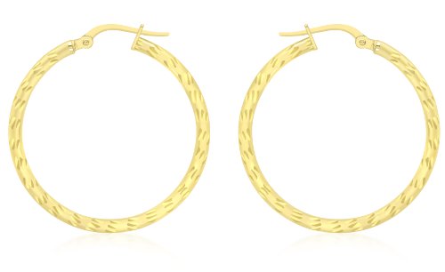 CARISSIMA Damen-Creolen 9 Karat 375 Gelbgold Diamond Cut 29mm 1.53.4819