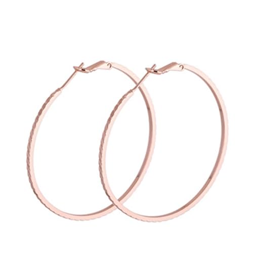 Grewod Schmuck Ohrringe Damen Rotgold 14K 585 Rund 50mm Ohrringe Creolen Nickelfrei Ohrschmuck