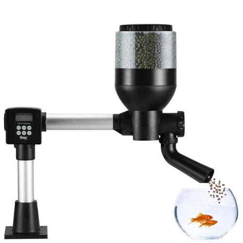 Futterautomat Teich Large Programmierbarer Fischfutterautomat Outdoor mit LCD Display Controller Automatischer Fischfutterspender 4 Liters Fish Feeder Pond Koi for Weekend Holiday