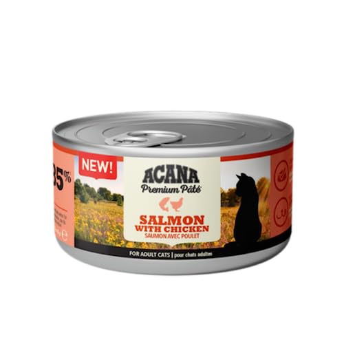 Acana Cat Premium P t Salmon Chicken 24 x 85 g 100 % natürliches Nassfutter mit viel tierischem Protein für ausgewachsene Katzen Ohne Konservierungsstoffe