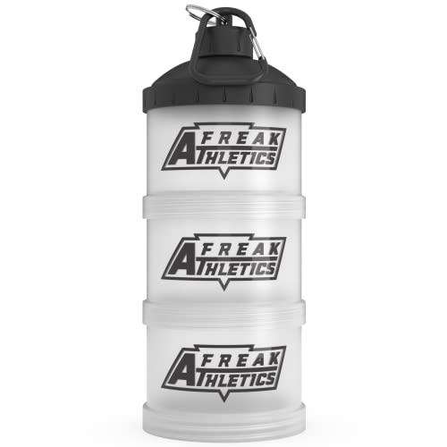 Freak Athletics Proteinpulver Vorratsbehälter 3er Pack 3x200ml BPA freie Vorratsdose Töpfe für Proteinshakes Whey Protein Pulver Veganes Eiweißpulver Kapseln Tabletten Klarer Schwarzer Deckel