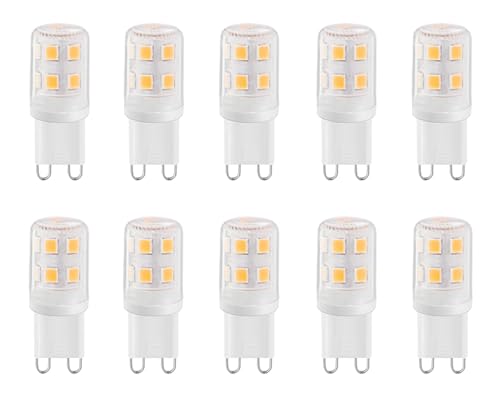 ZFQ G9 LED Lampen 2W Warmweiß 3000K 200LM G9 LED Glühbirne ersatz 20W Halogen birne LED G9 Leuchtmittel AC 220-240V 360 Abstrahlwinkel Kein Flackern nicht dimmbar 10 Stück