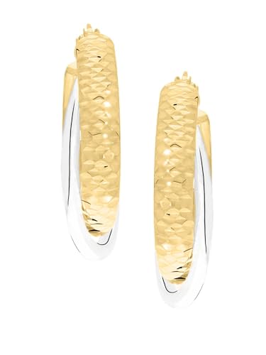 My Gold Damen Creolen Ohrringe Gold 333 Gelbgold Weissgold Echt 8 Karat Bicolor 25mm x 6mm C-07921-G362