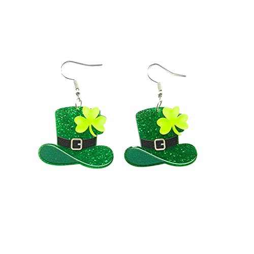 Ohrringe grüne St. Acrylschicht Hut personalisierbar drei Kleeblatt vier Patrick s Ohrringe Creolen für Mädchen Wie abgebildet Einheitsgröße